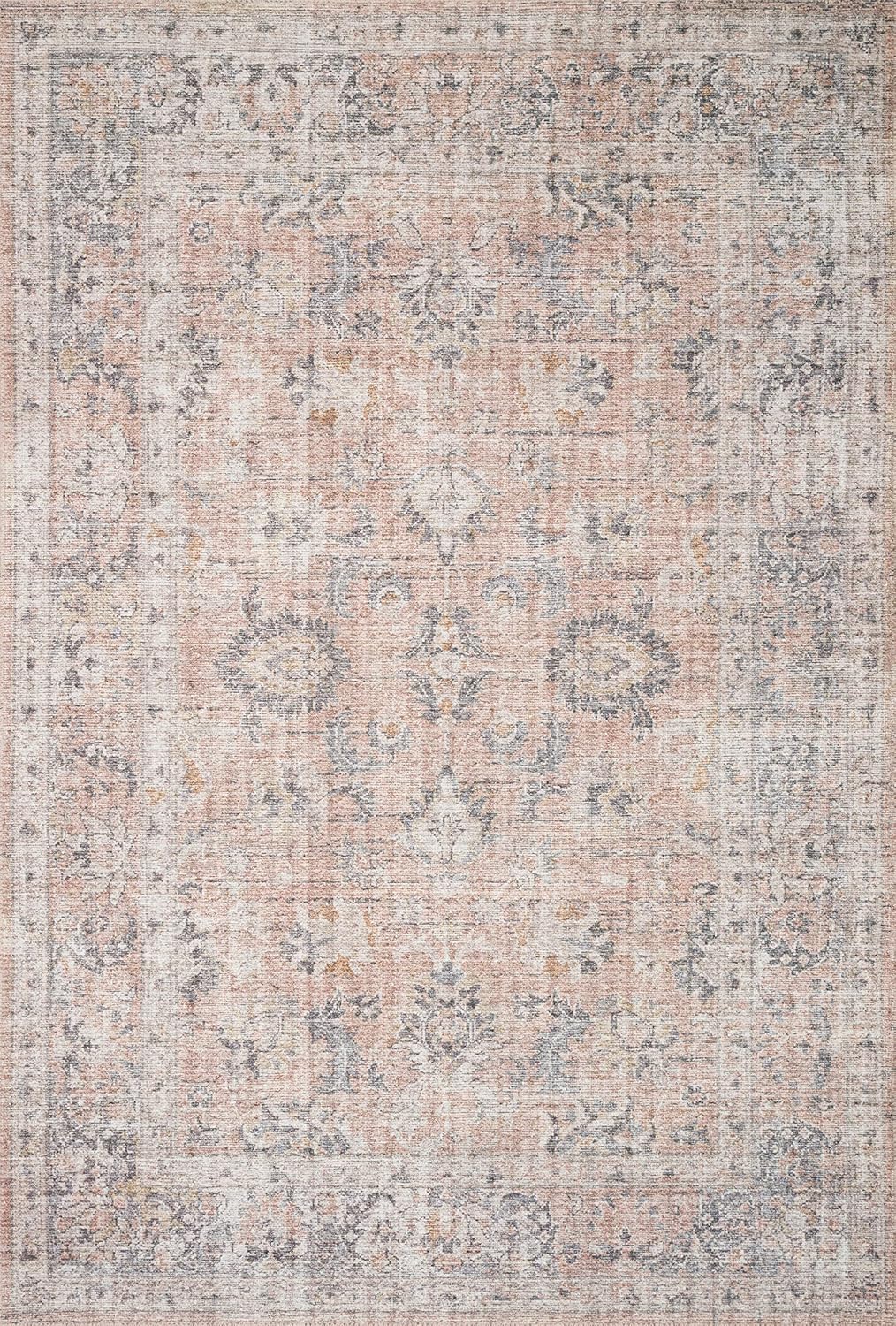 Loloi II Skye Collection SKY-01 Blush/Grey 9'-0" x 12'-0", .13" Thick,Area Rug,Soft,Durable,Vintage Inspired,Distressed,Low Pile,Non-Shedding,Easy Clean,Printed,Living Room Rug - Retail $196