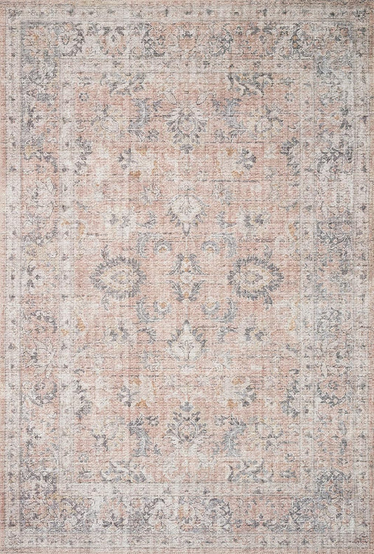 Loloi II Skye Collection SKY-01 Blush/Grey 9'-0" x 12'-0", .13" Thick,Area Rug,Soft,Durable,Vintage Inspired,Distressed,Low Pile,Non-Shedding,Easy Clean,Printed,Living Room Rug - Retail $196