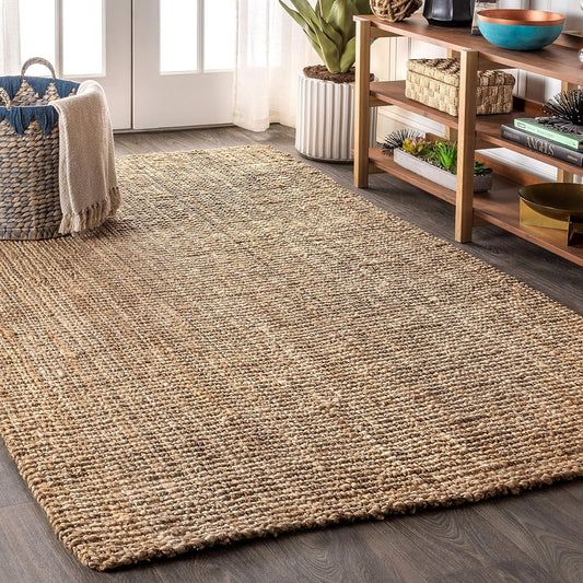 JONATHAN Y NRF102A-8 Pata Hand Woven Chunky Jute Natural 8 ft. x 10 ft. Area Rug Bohemian, Transitional, Rustic, Perfect for Home, Living Room, Kitchen, Bedroom - Retail $216
