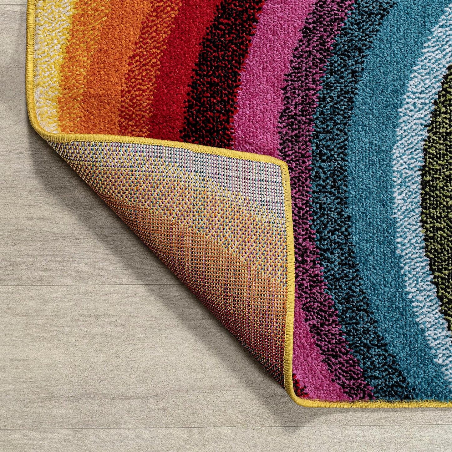 JONATHAN Y Flow Abstract Swirl Indoor Area Rug 5x8, Red/Yellow/Blue, Modern, Coastal, Easy-Cleaning for Living Room, Bedroom, Kitchen, Pet Friendly, Non-Shedding (DZC100A-5)