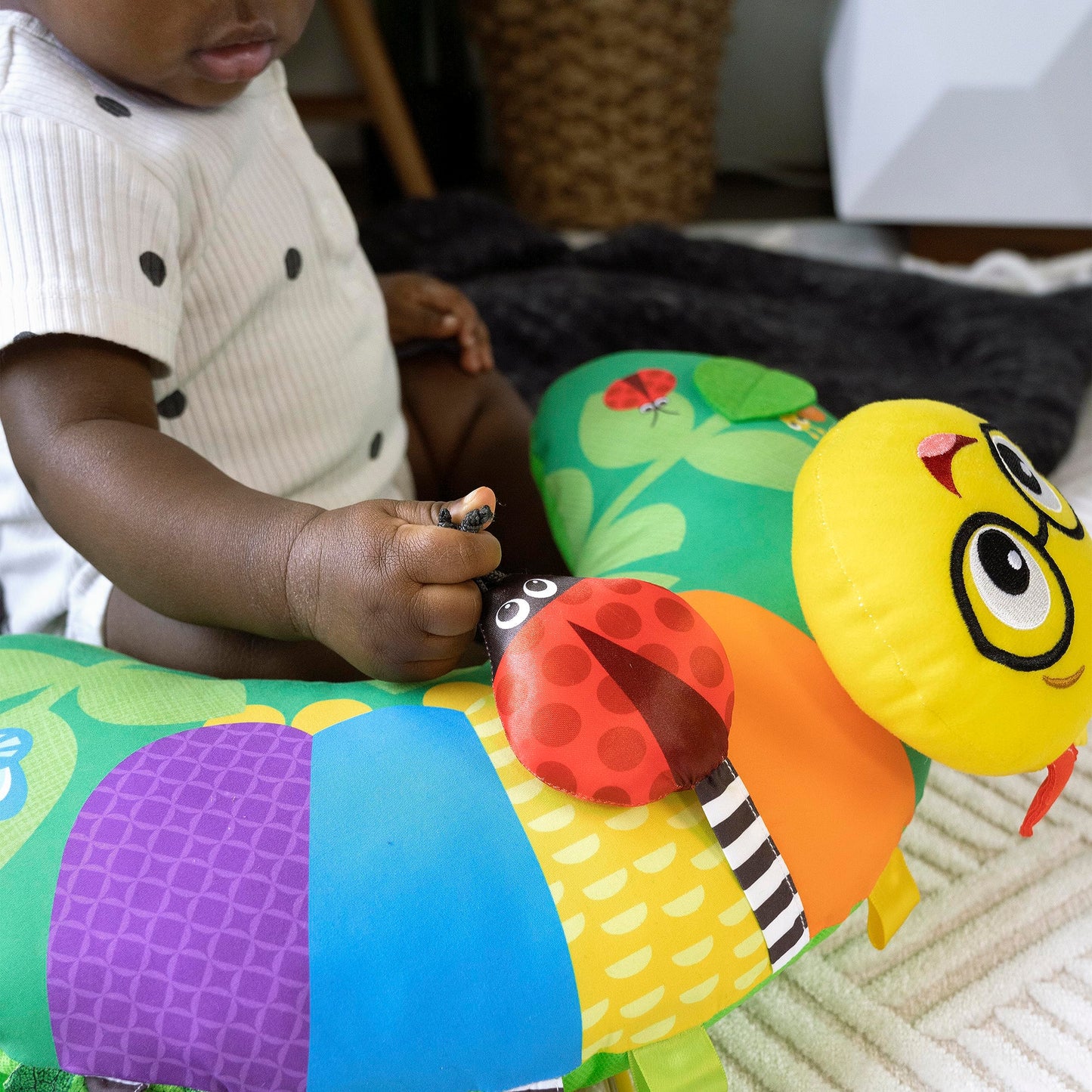 Baby Einstein Cal-a-Pillow Tummy Time Pillow, Multisensory Activity Toys, Sitting Up Play, Cal the Caterpillar, Ages 0+ Months