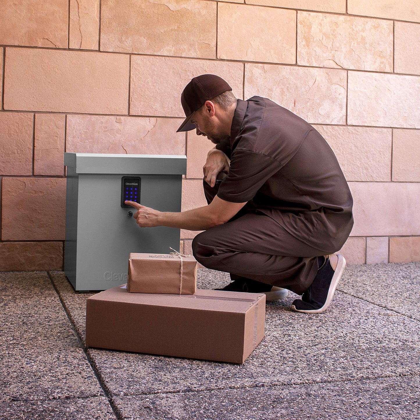 NEW - CleverMade Parcel LockBox S100 Series: Secure Package Delivery Box with Reinforced Steel Construction, Digital Lock & Ground Anchoring System For Online Shopping Deliveries, Grey