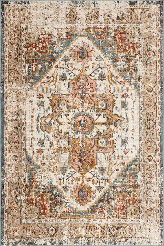 nuLOOM Performance Oriental Style Area Rug, Vintage Design, Durable, Easy to Clean, Justine Beige, 5' x 8' - Retail $105