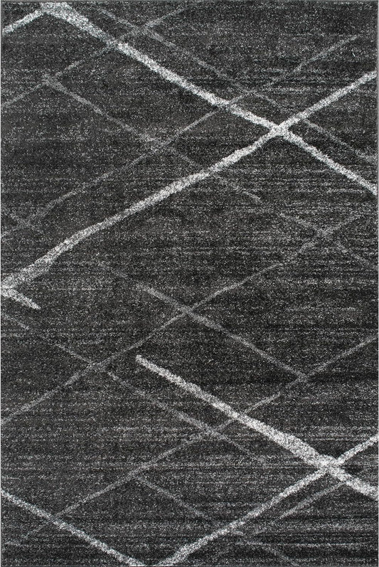 NEW - nuLOOM 7x9 Thigpen Contemporary Area Rug, Charcoal, Abstract Lines, Non-Slip Backing, Stain Resistant, For Bedroom, Dining Room, Living Room, Hallway, Office, Kitchen, Entryway - Retail $90