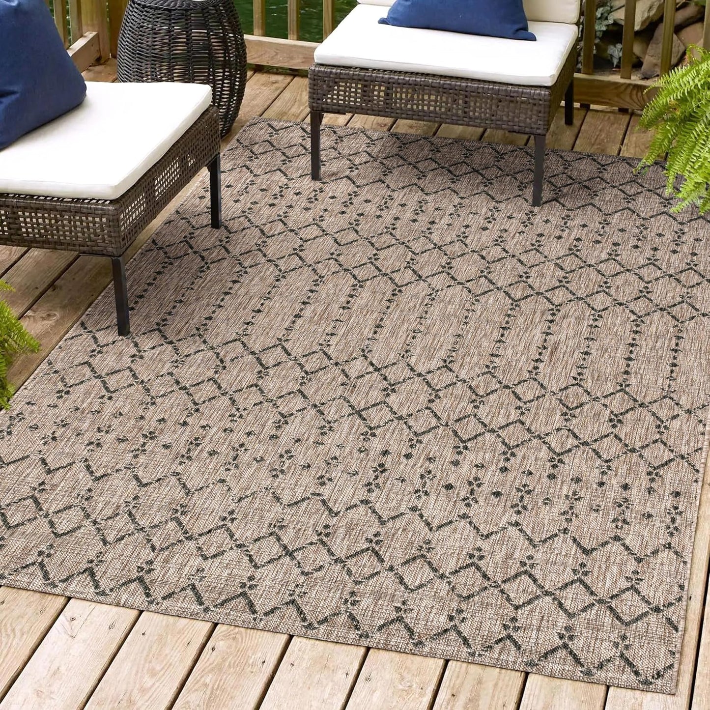 JONATHAN Y , 9 X 12 SMB108D-9 Ourika Moroccan Geometric Textured Weave Indoor Outdoor -Area Rug, Bohemian, Rustic, Scandinavian Easy-Cleaning,Bedroom,Kitchen,Backyard,Patio,Non Shedding, Natural/Black
