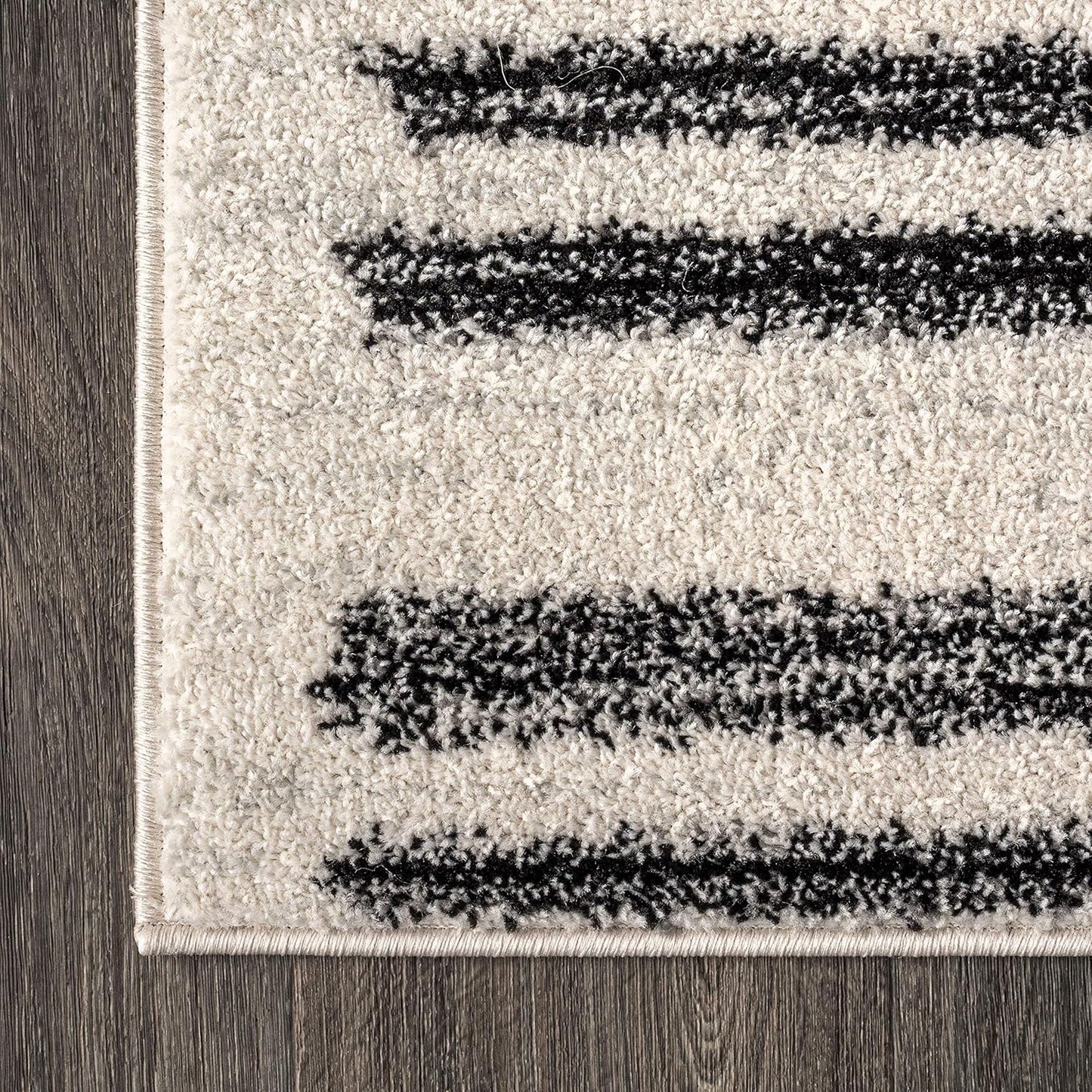 JONATHAN Y MOH207A-8 Khalil Modern Berber Stripe Indoor Farmhouse Area-Rug Bohemian Minimalistic Striped Easy-Cleaning Bedroom Kitchen Living Room Non Shedding, 8 X 10, Cream,Black - Retail $122