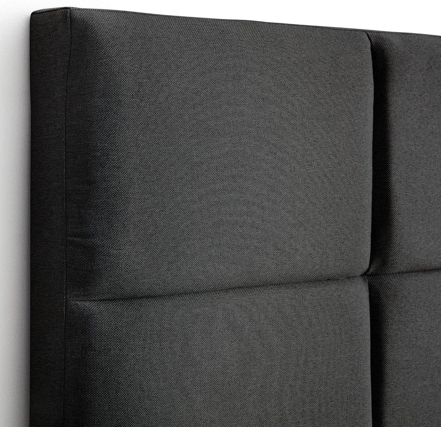 NEW - LUCID QUEEN Mid-Rise Square Channeled Upholstered Charcoal Attach Frame-Wall Mount Queen Headboard - Retail $118