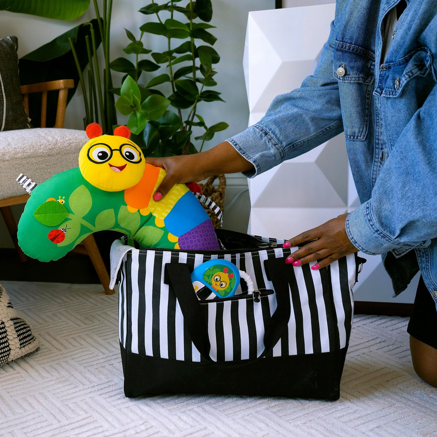 Baby Einstein Cal-a-Pillow Tummy Time Pillow, Multisensory Activity Toys, Sitting Up Play, Cal the Caterpillar, Ages 0+ Months