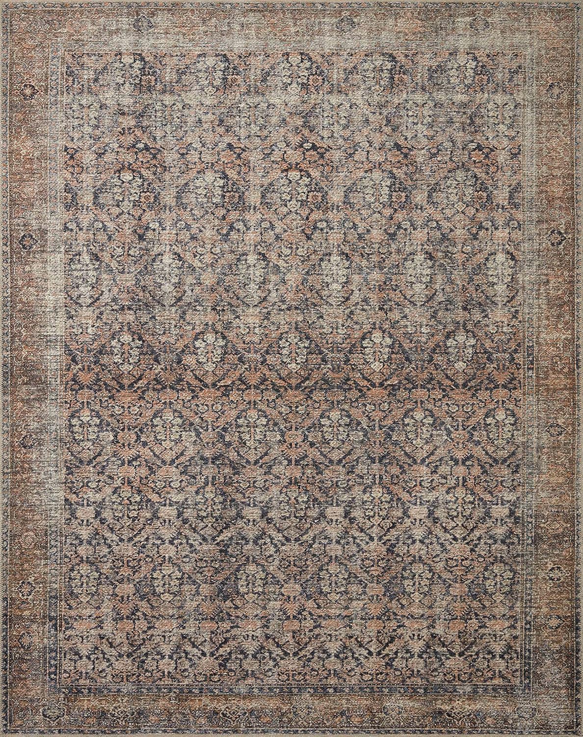 NEW - Loloi 6ft x 9ft Amber Lewis x Billie Collection, Ink & Salmon 6ft x 9ft Area Rug  Antique & Distressed Accent Rugs for Living Room, Bedroom, Entryway & Hallway, No Shed High Traffic Area Home Decor Rug - Retail $120