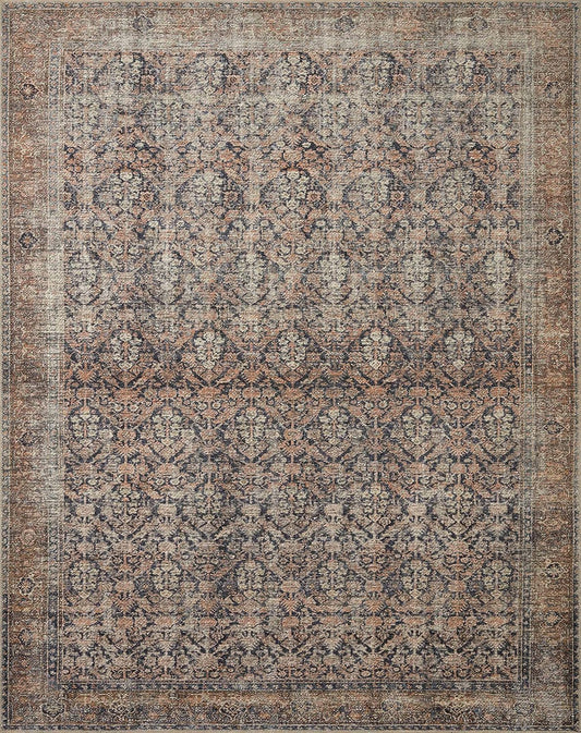 NEW - Loloi 6ft x 9ft Amber Lewis x Billie Collection, Ink & Salmon 6ft x 9ft Area Rug  Antique & Distressed Accent Rugs for Living Room, Bedroom, Entryway & Hallway, No Shed High Traffic Area Home Decor Rug - Retail $120