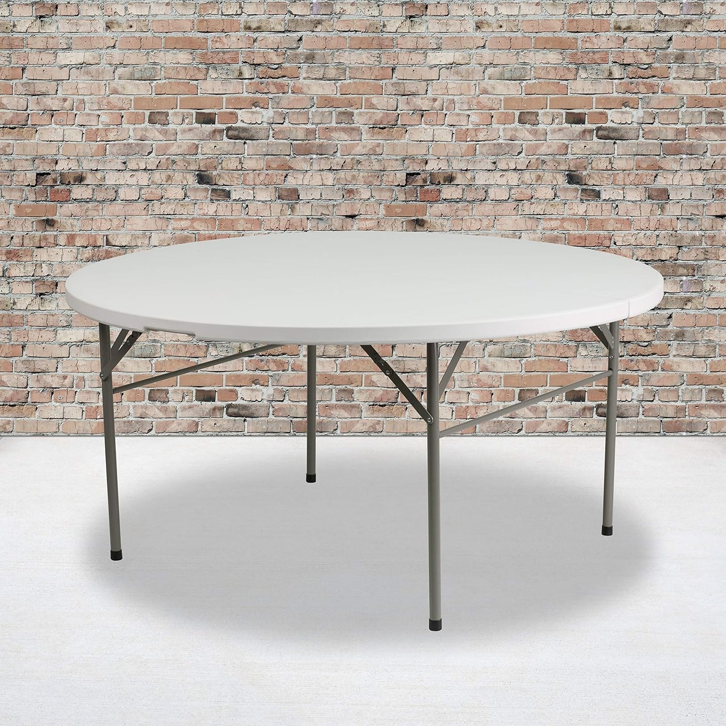 NEW - Flash Furniture Scarborough 5' Round Plastic Folding Event Table with Carrying Handle, Bi-Fold Portable Banquet Table for Indoor/Outdoor Events, White - Retail $147