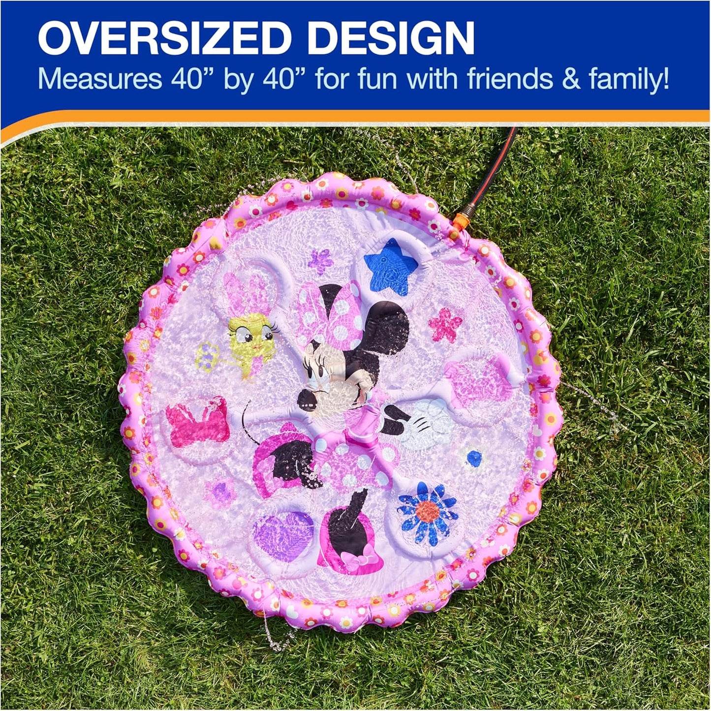 SwimWays Minnie Mouse Splash Mat, Kids Splash Pad & Outdoor Toys, Minnie Mouse Party Supplies Water Toys for Kids Aged 1 & Up