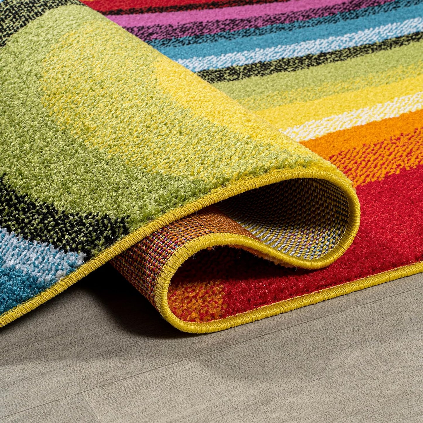 JONATHAN Y Flow Abstract Swirl Indoor Area Rug 5x8, Red/Yellow/Blue, Modern, Coastal, Easy-Cleaning for Living Room, Bedroom, Kitchen, Pet Friendly, Non-Shedding (DZC100A-5)