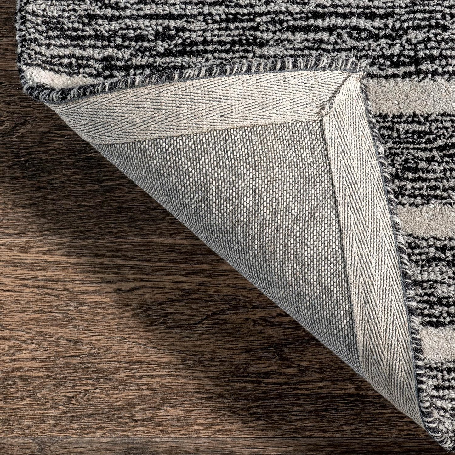 NEW - nuLOOM Narelle Multi Striped Wool Area Rug, 4x6, Dark Grey - Retail $119