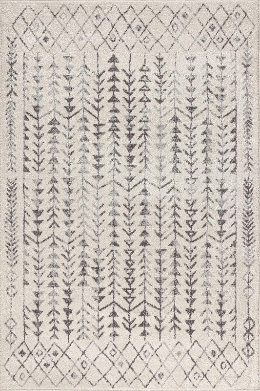 NEW - JONATHAN Y MOH210A-8 8 X 10 Ziri Moroccan Geometric Indoor Farmhouse Area-Rug Bohemian Minimalistic Easy-Cleaning Bedroom Kitchen Living Room Non Shedding, 8 X 10, Cream,gray - Retail $104