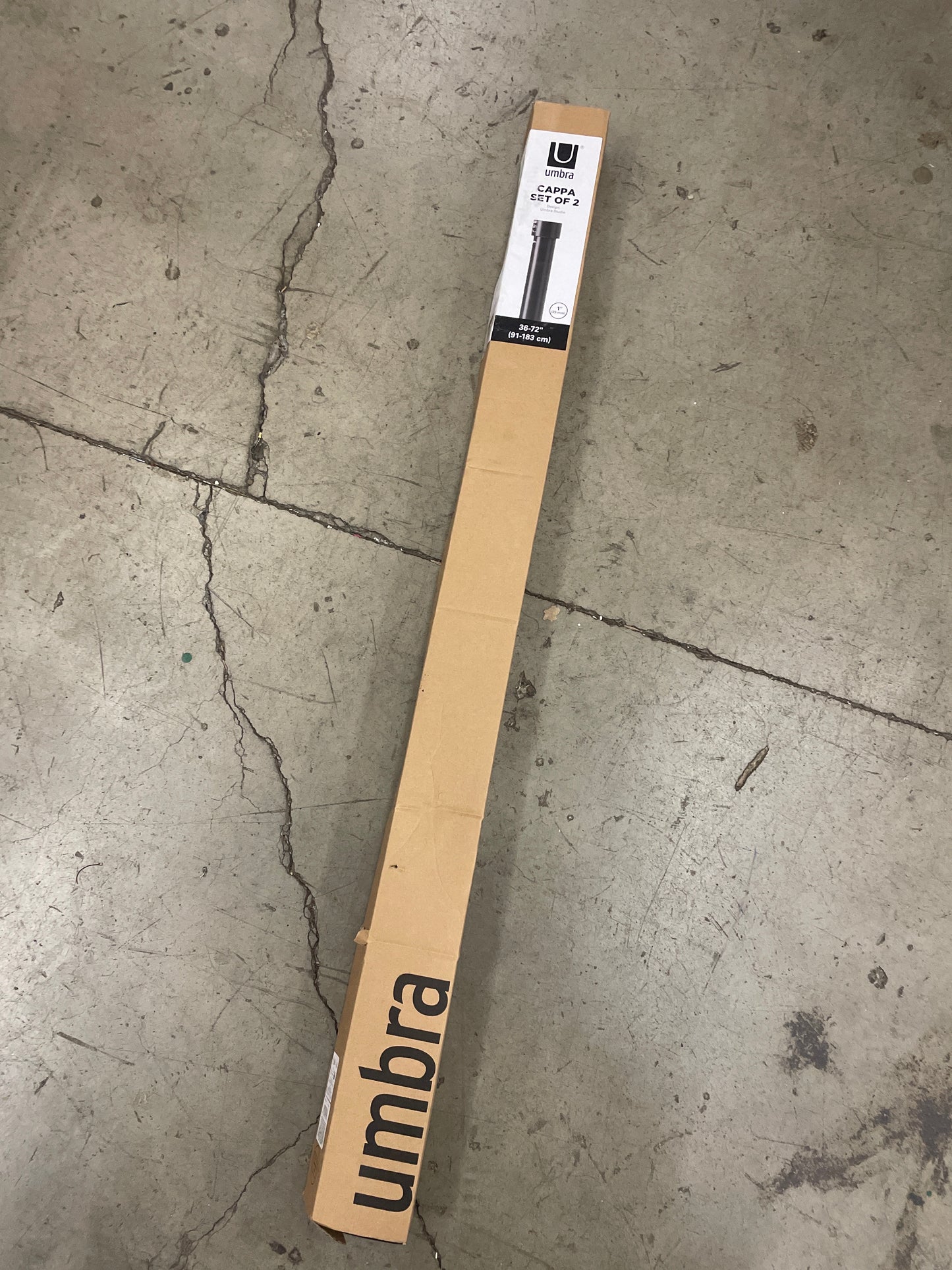 Umbra Cappa Curtain Rod, Includes 2 Matching Finials, Brackets & Hardware 36-72” Black