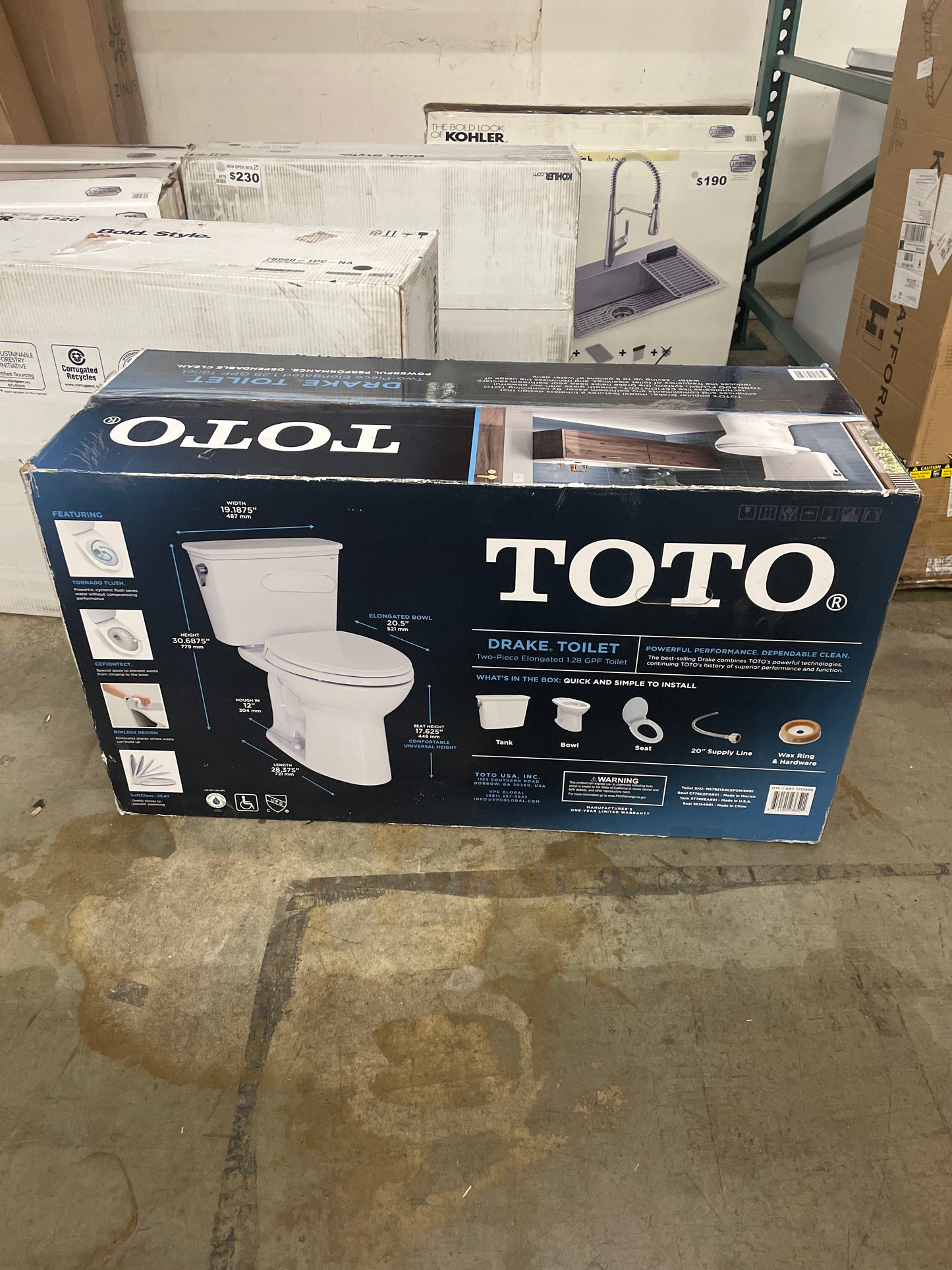NEW - TOTO Drake 2-piece Elongated Toilet - Retail $399