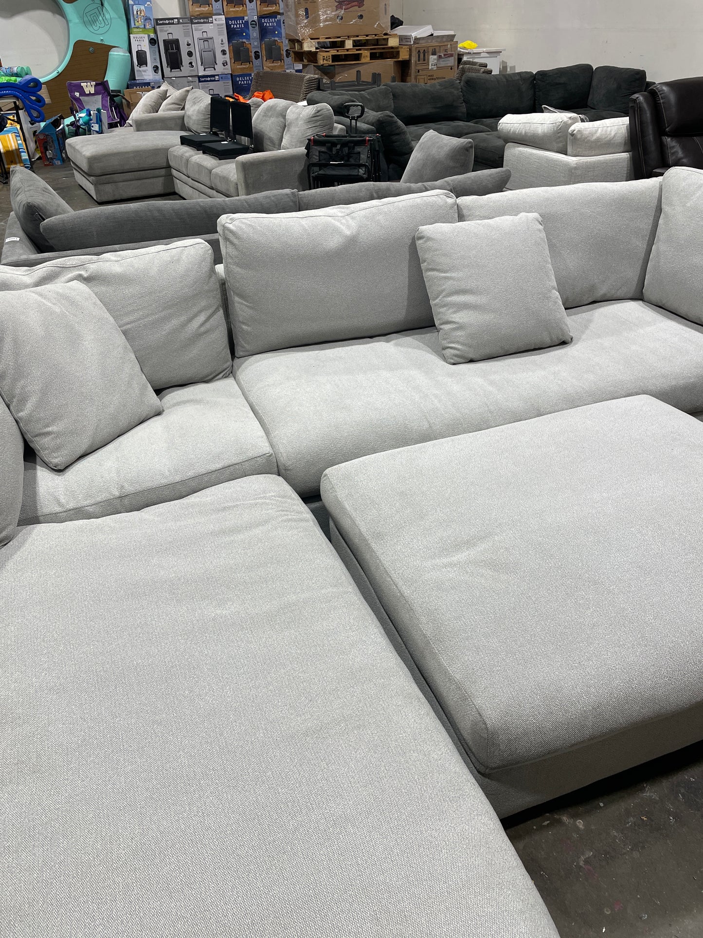 Henredon Larkin House Deep Seating Fabric Sectional with Storage Ottoman