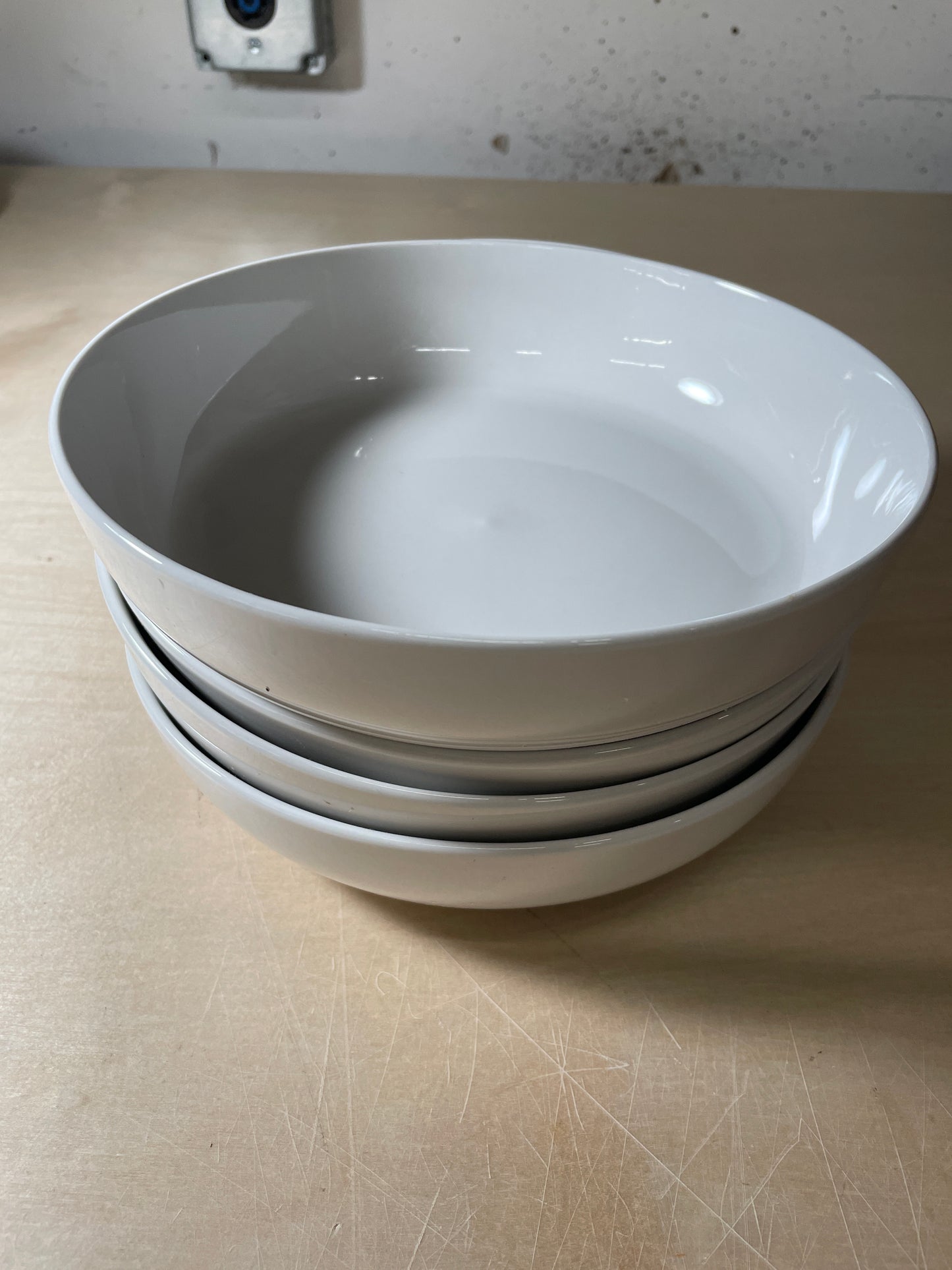 KooK Pasta Bowl, Salad Bowls, Bowls, Serving Bowls, Soup, Ceramic, Large Capacity, Microwave & Dishwasher Safe, Set of 4, 40 Oz, (White) - Retail $25