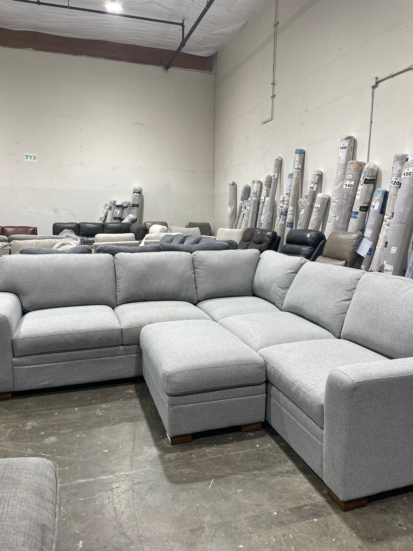 Thomasville Langdon Fabric Sectional with Storage Ottoman