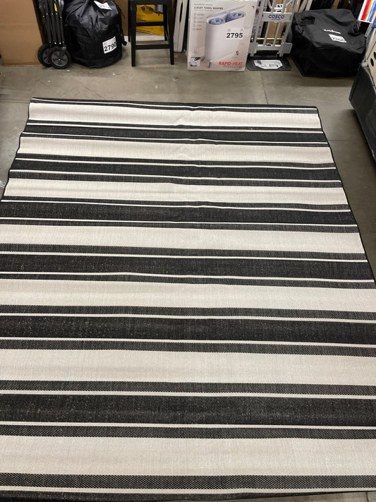 NEW - Costco - Naples Zuma Black Stripe, Indoor/Outdoor Rug, 8' x 10' - Retail $139