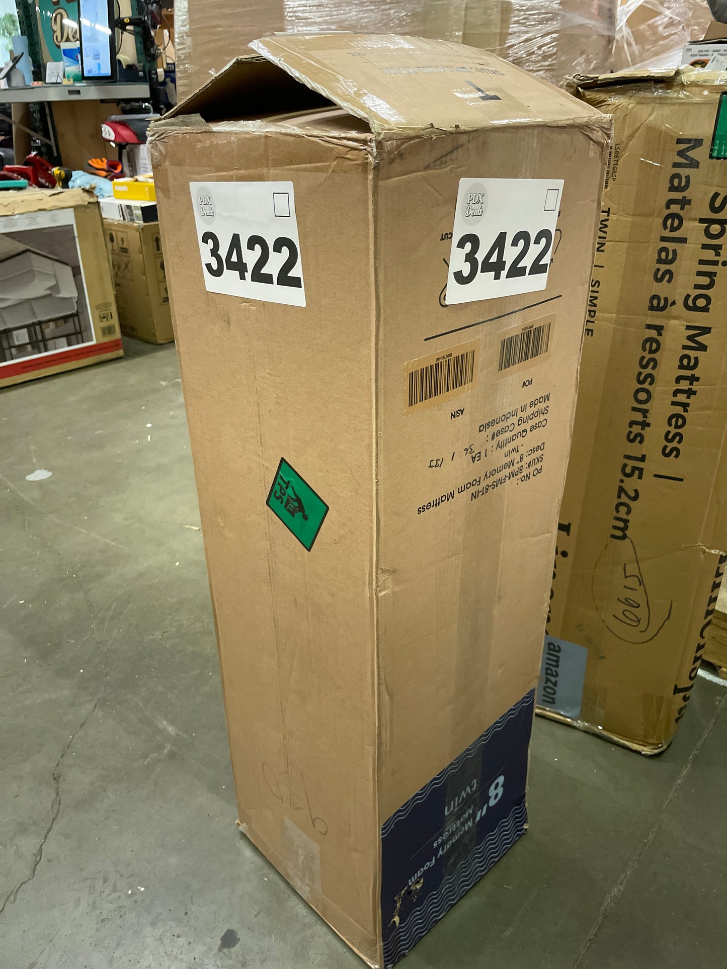 NEW - Best Price Mattress - TWIN 8 inch Mattress Bed-In-A-Box, Green Tea Memory Foam - Retail $146