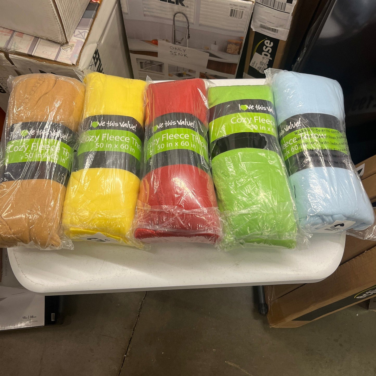 NEW in BAG - TWO Cozy Fleece Blankets, 50" x 60" - Retail $24