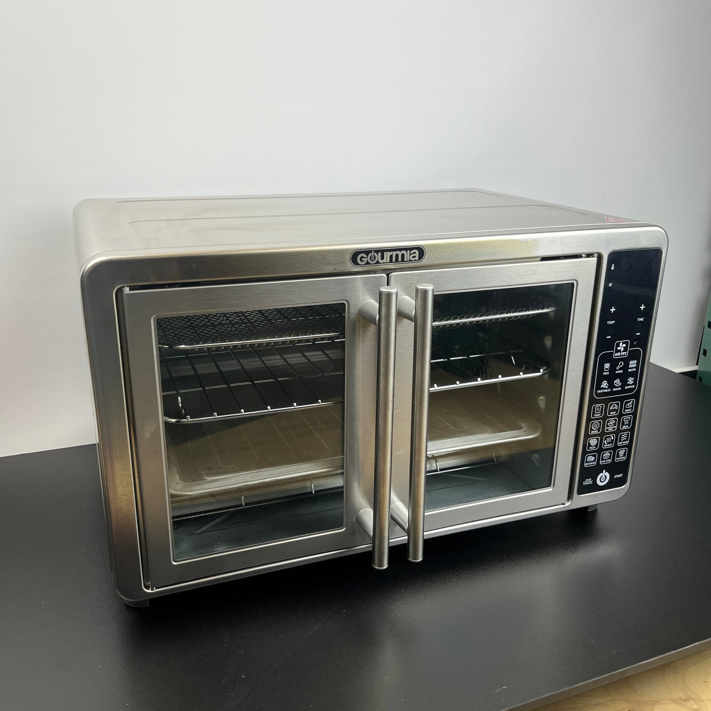 Gourmia 43L XL Digital Air Fryer Countertop Oven with Single-Pull French Doors - Retail $149