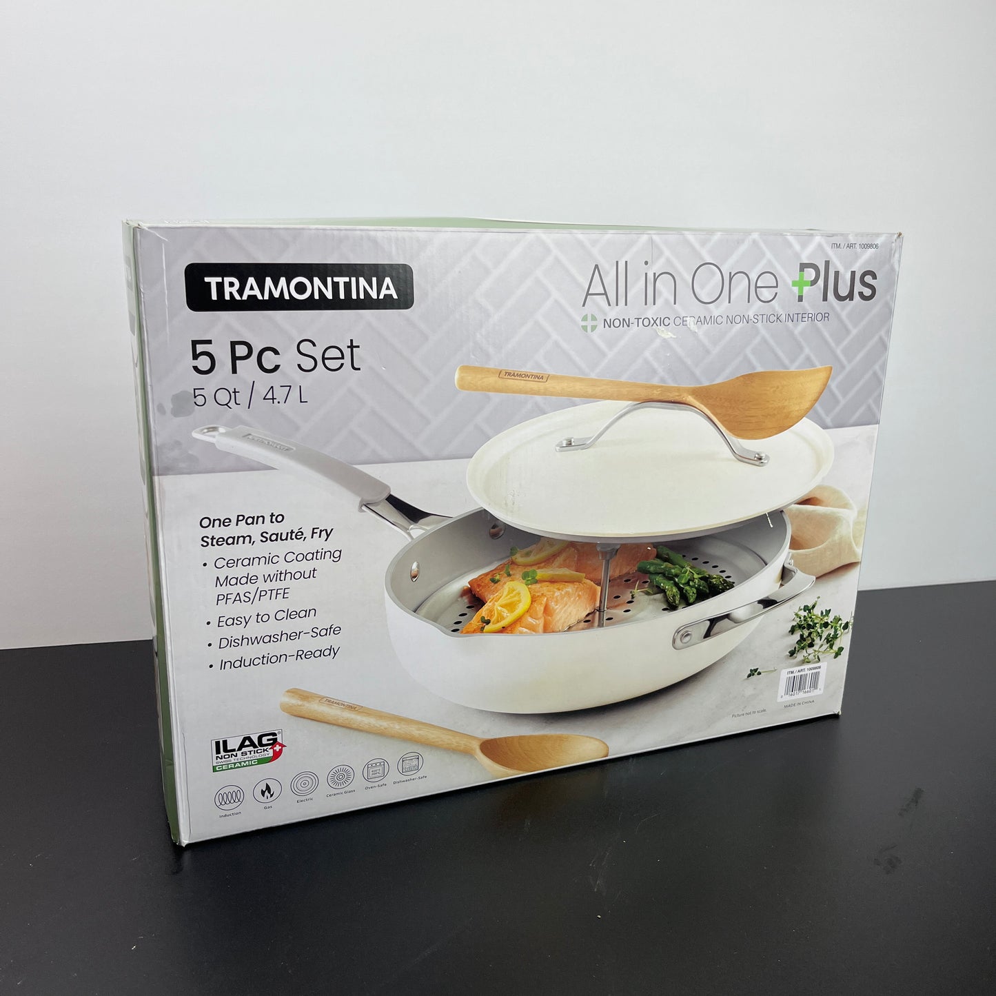 NEW - Tramontina White 5-Quarter All in One Pan Set - Retail $54