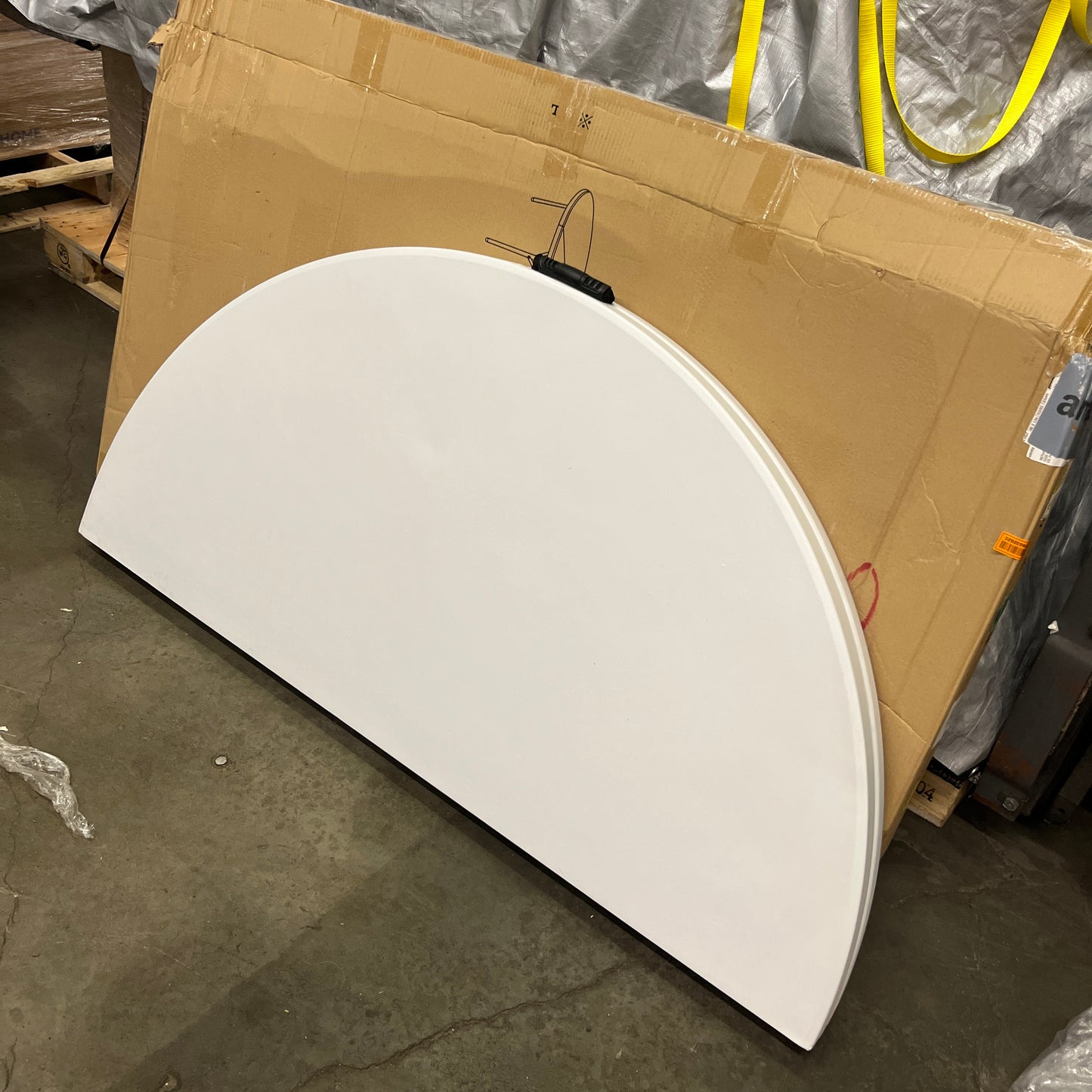 NEW - Flash Furniture Scarborough 5' Round Plastic Folding Event Table with Carrying Handle, Bi-Fold Portable Banquet Table for Indoor/Outdoor Events, White - Retail $147