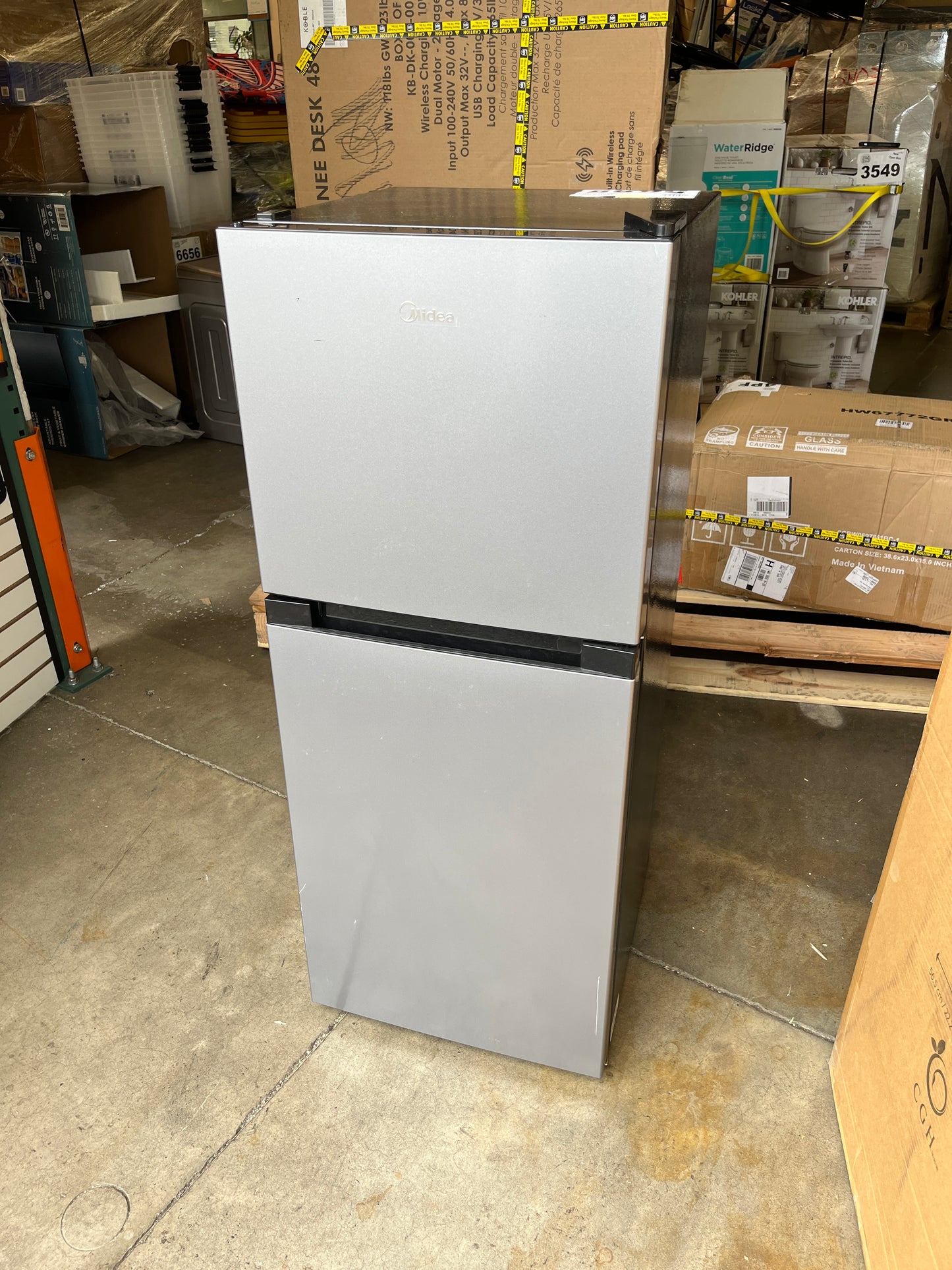 Midea Compact Refrigerator, 2-Door, 4.5 cu ft, Stainless Steel - Retail $149