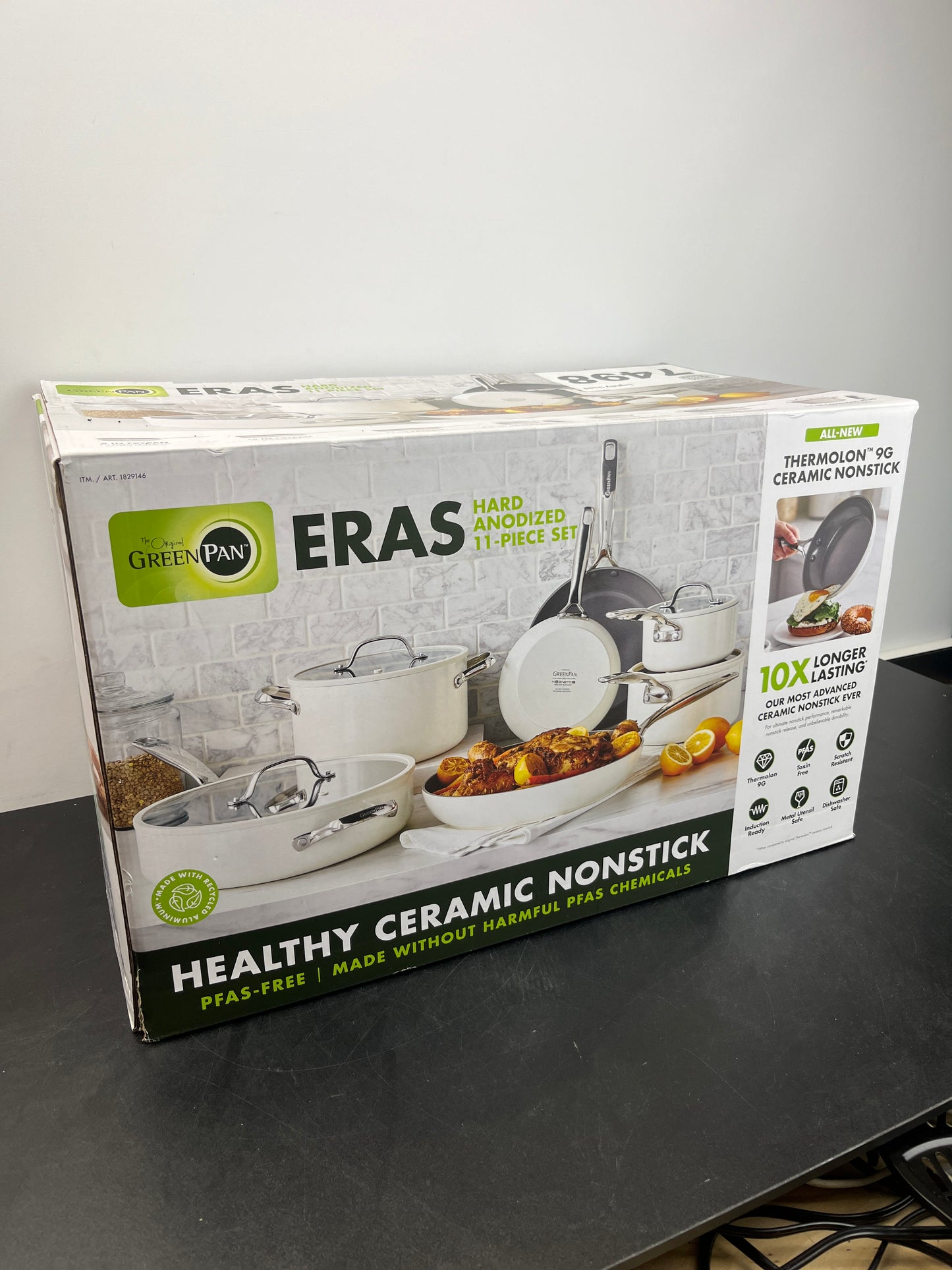 GreenPan Eras White Ceramic Non-Stick 11-piece Cookware Set - Retail $215