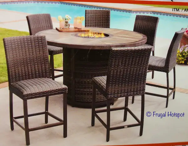 NEW - Costco - Agio St. Louis High Dining Set with Fire Table - Retail $1799
