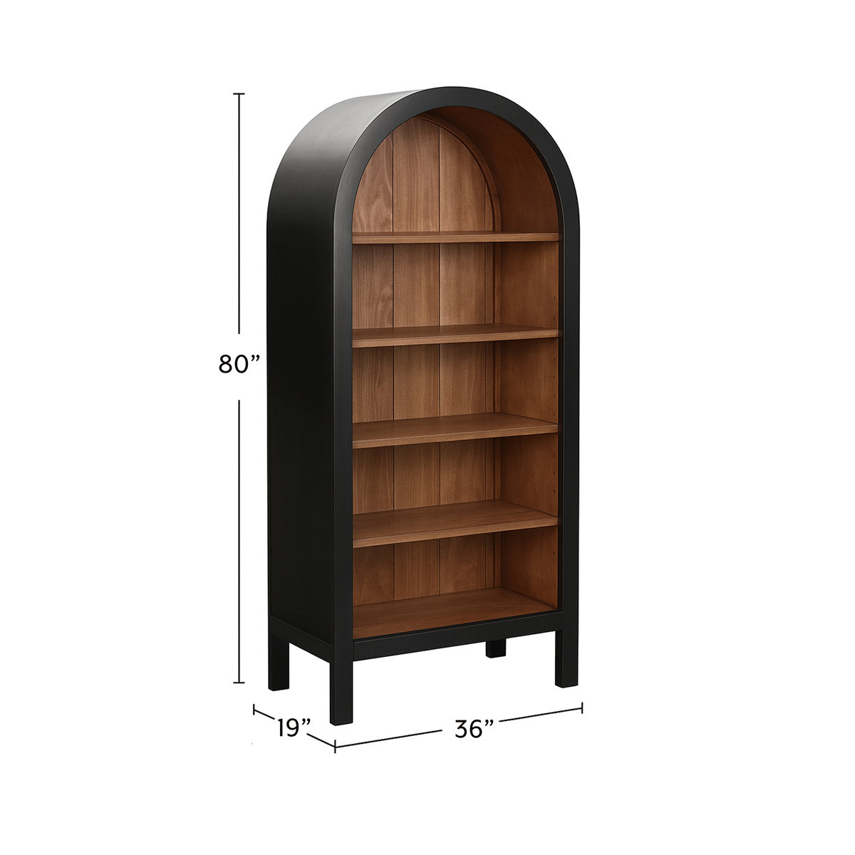 Arvetta Arched Two-Tone Wood Etagere, Black and Natural