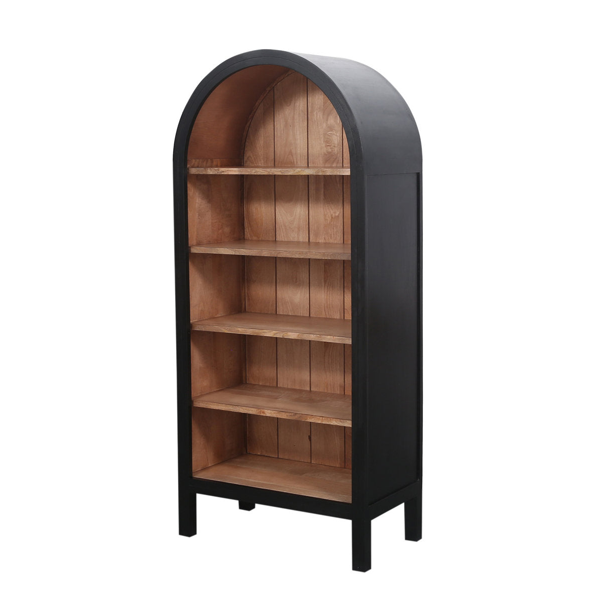 Arvetta Arched Two-Tone Wood Etagere, Black and Natural
