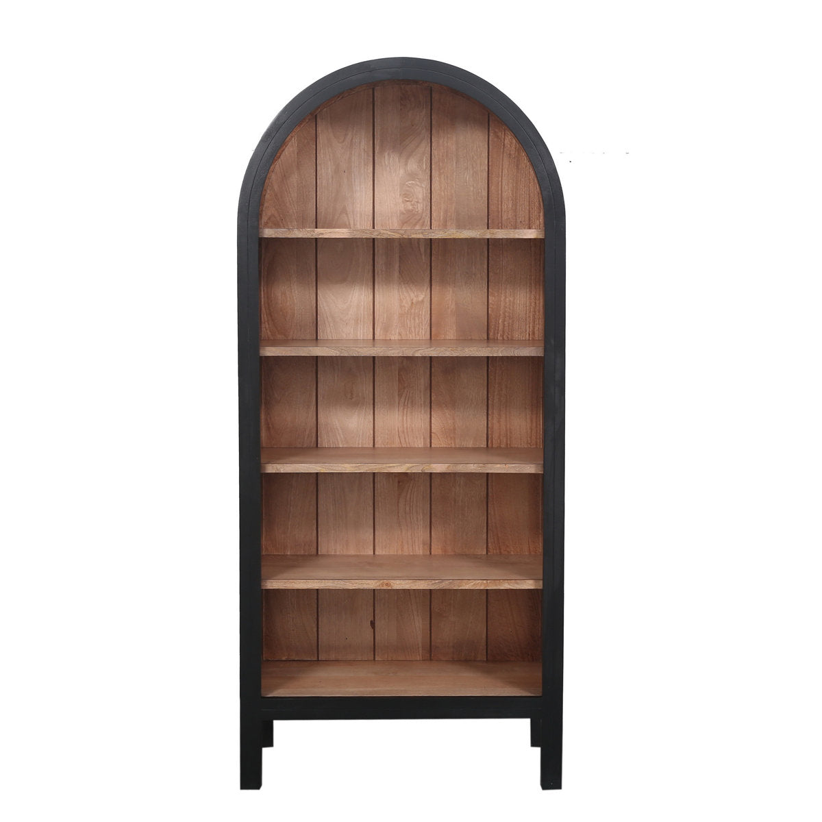 Arvetta Arched Two-Tone Wood Etagere, Black and Natural