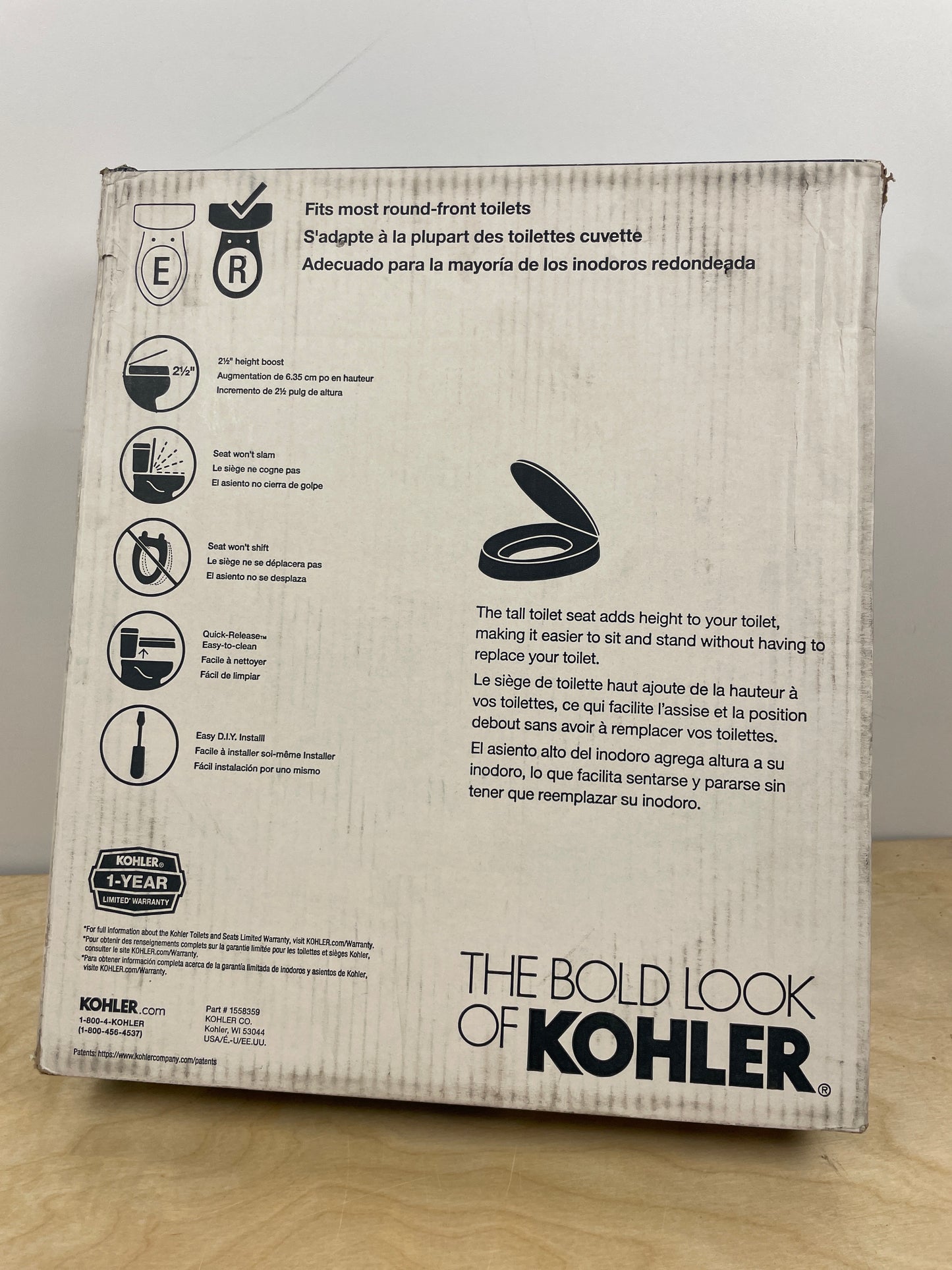 NEW - Kohler Border Elevated Quiet-close Toilet Seat