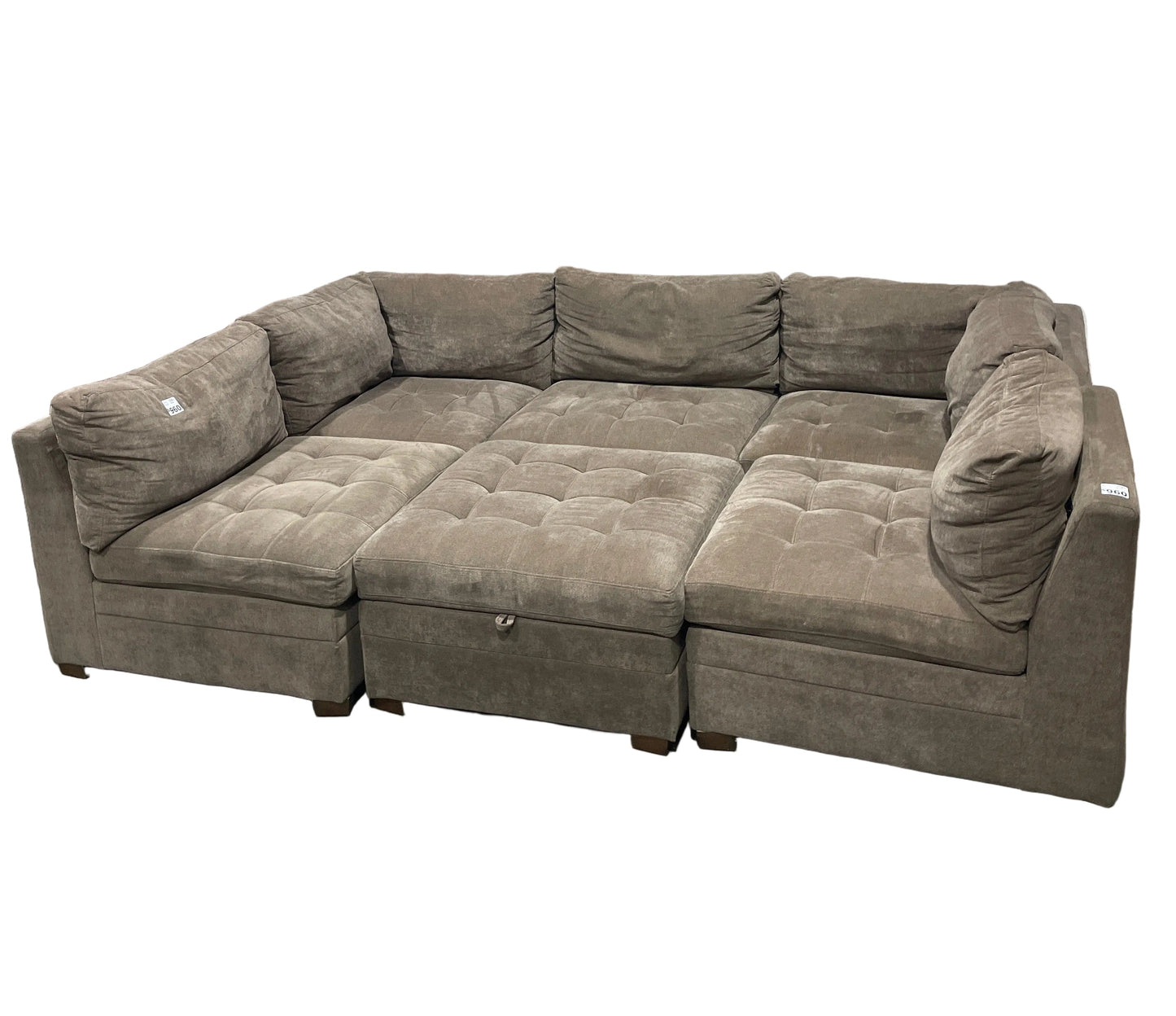 Thomasville Tisdale Fabric Sectional with Storage Ottoman - Brown