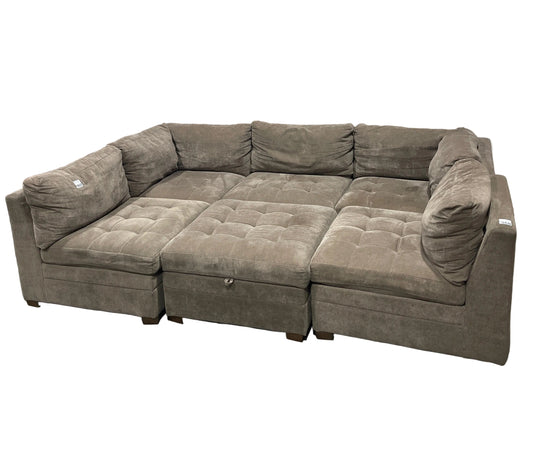 Thomasville Tisdale Fabric Sectional with Storage Ottoman - Brown