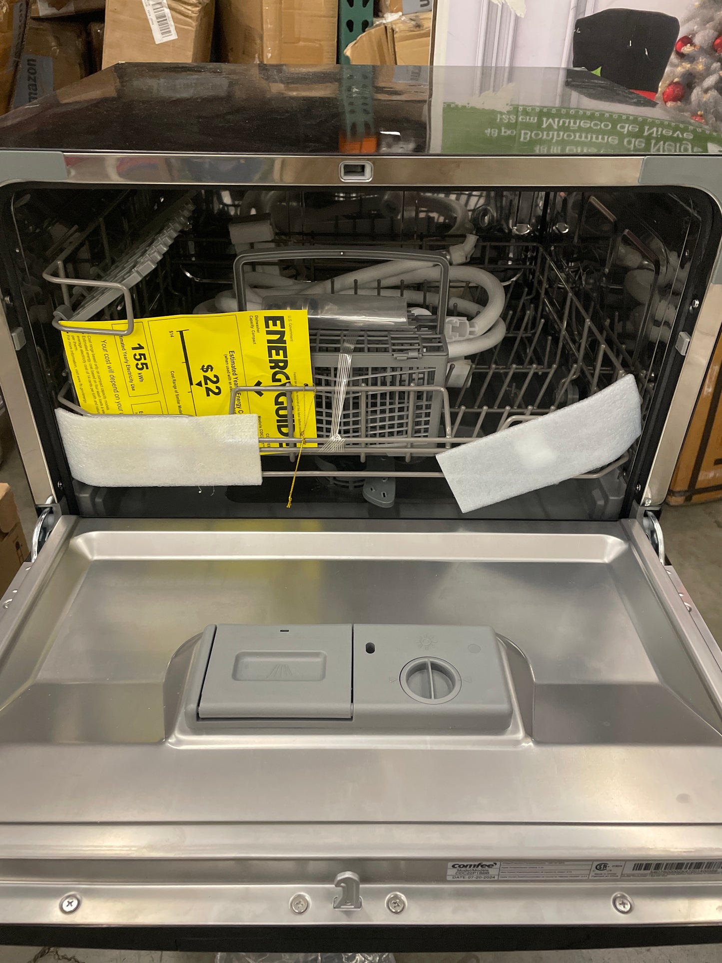 Dent - COMFEE Portable Mini Dishwasher, Energy Star, Countertop, 6 Place Settings, with 8 Washing Programs, Speed, Baby-Care, ECO& Glass, Dish Washer for Dorm, RV & Apartment