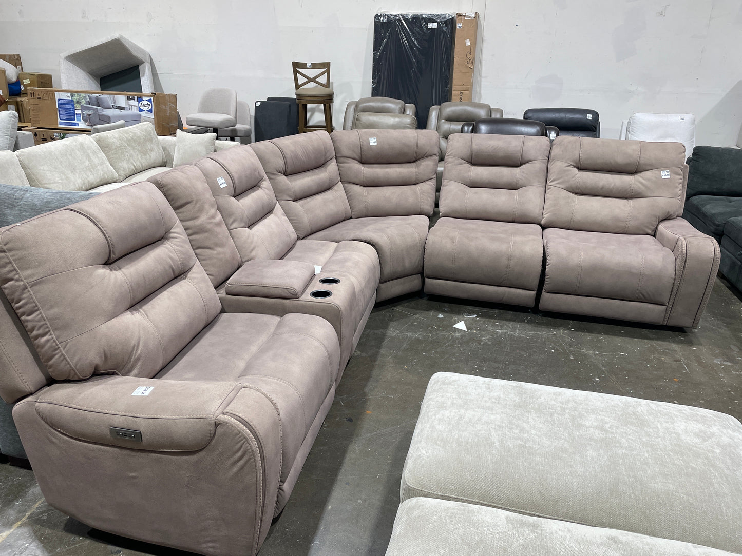 Barcalounger Carmelo Fabric Power Reclining Sectional with Power Headrests