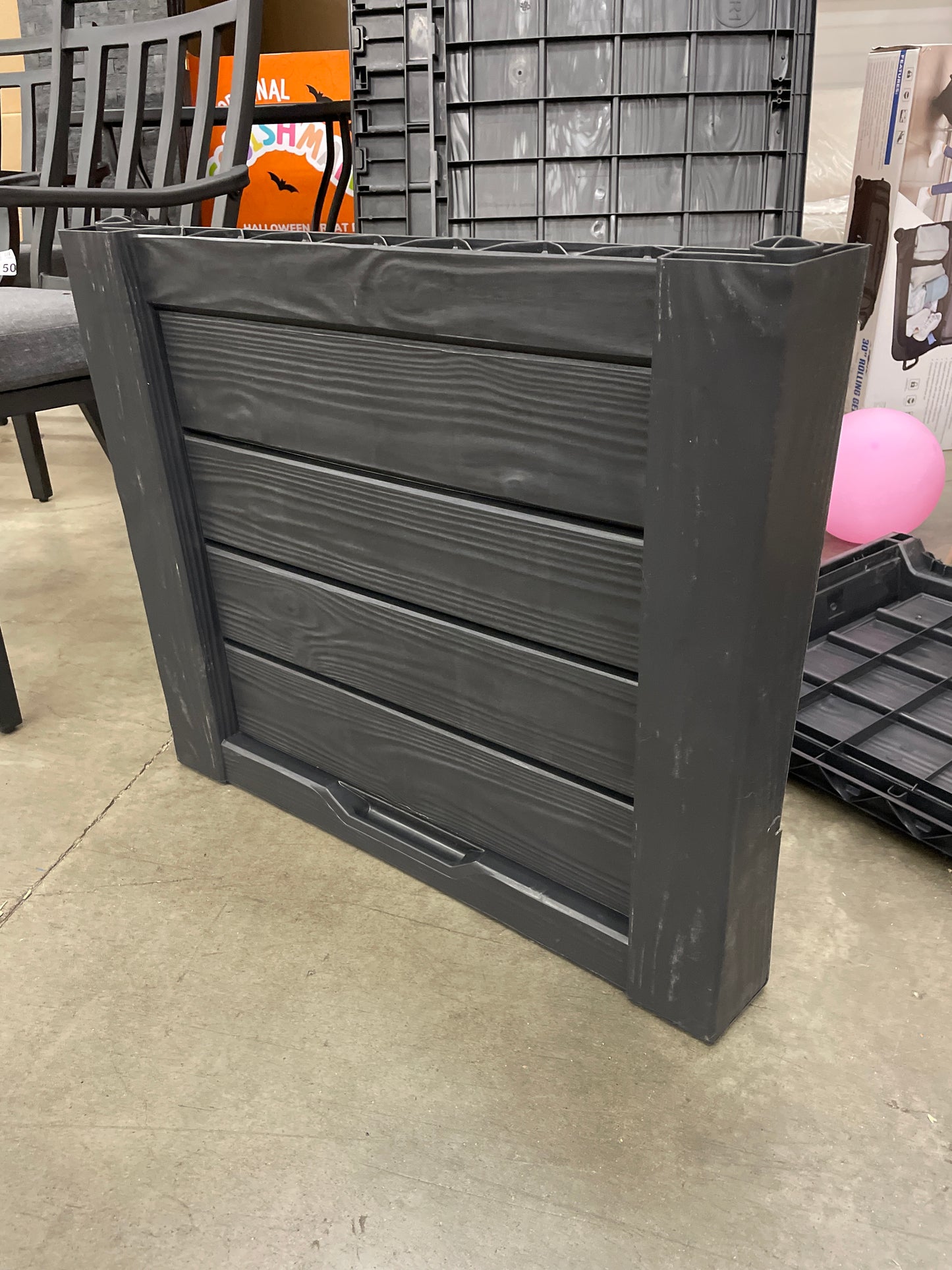 Keter Outdoor Storage Deck Box, 150 Gallon Resin Patio Bin & Bench, Solid, Dark Grey - Retail $160