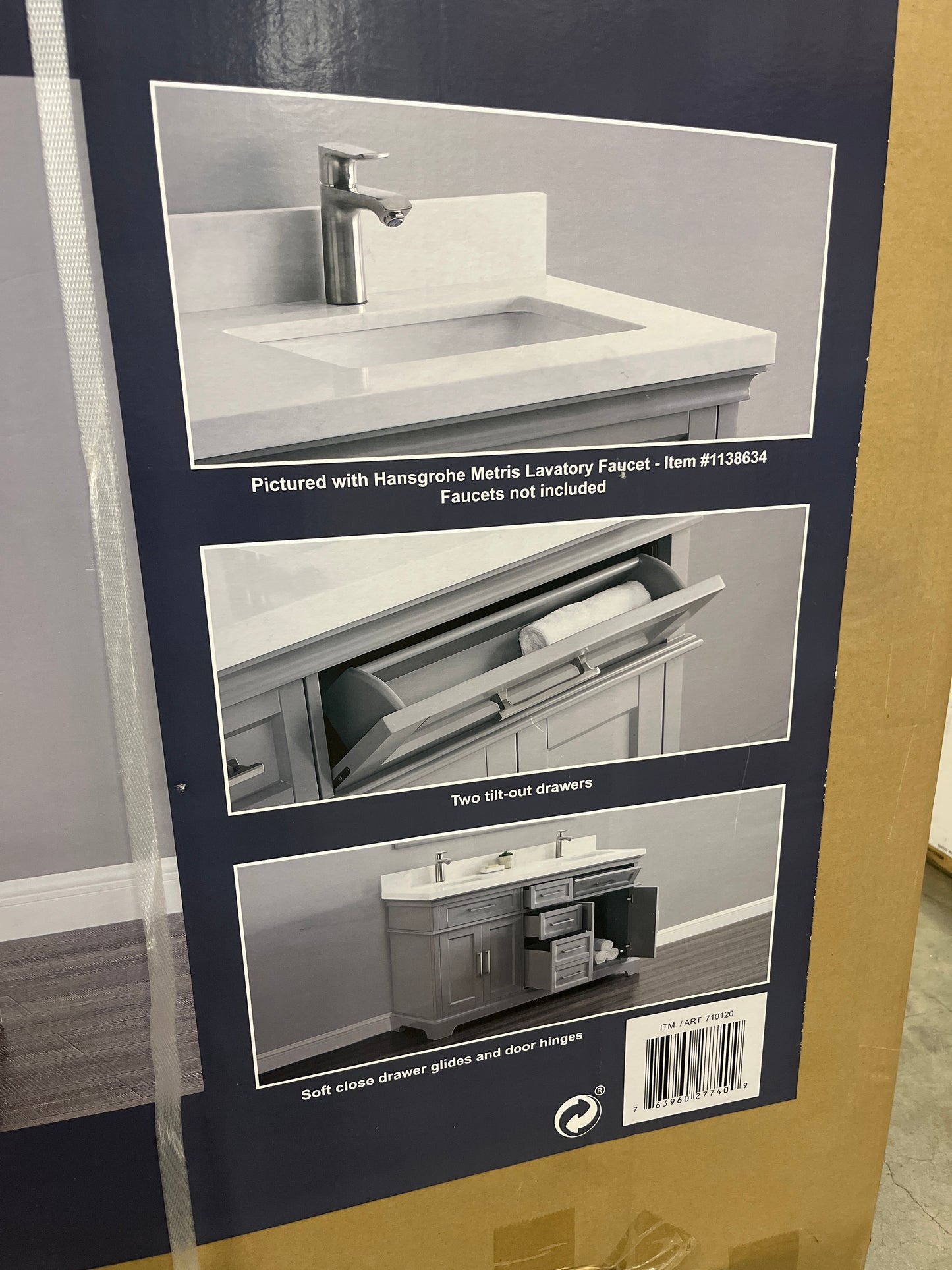 NEW - Costco Mission Hills 60” Gary Double Sink Vanity with Quartz Top - Retail $1099