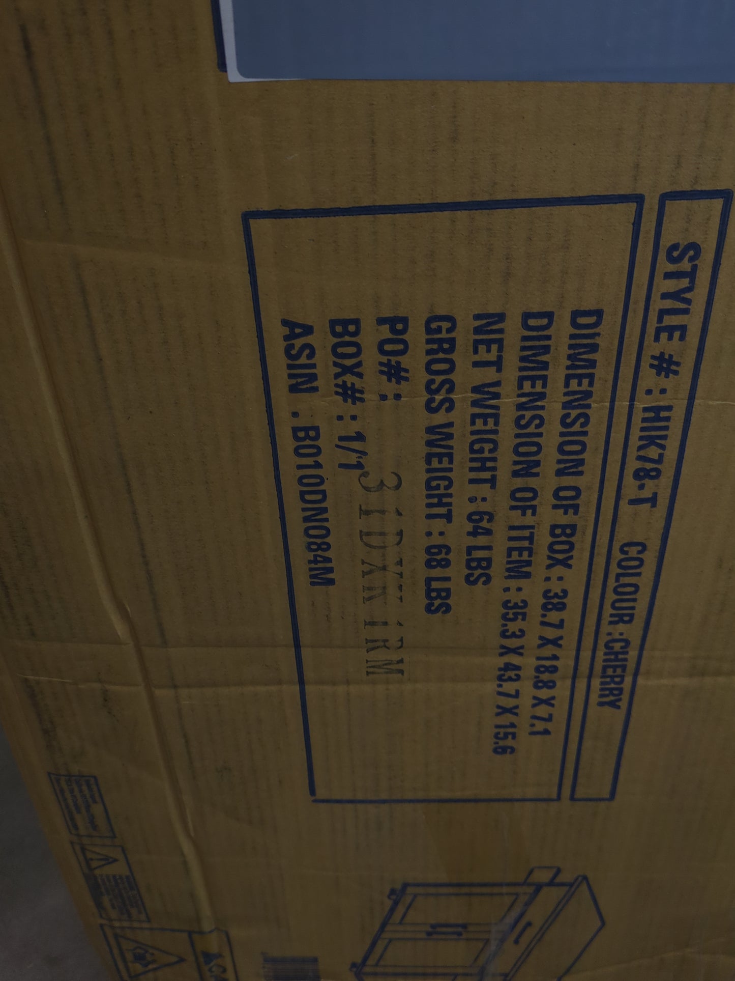 NEW - Hodedah Kitchen Island with Spice Rack, Towel Rack & Drawer, Cherry - Retail $74