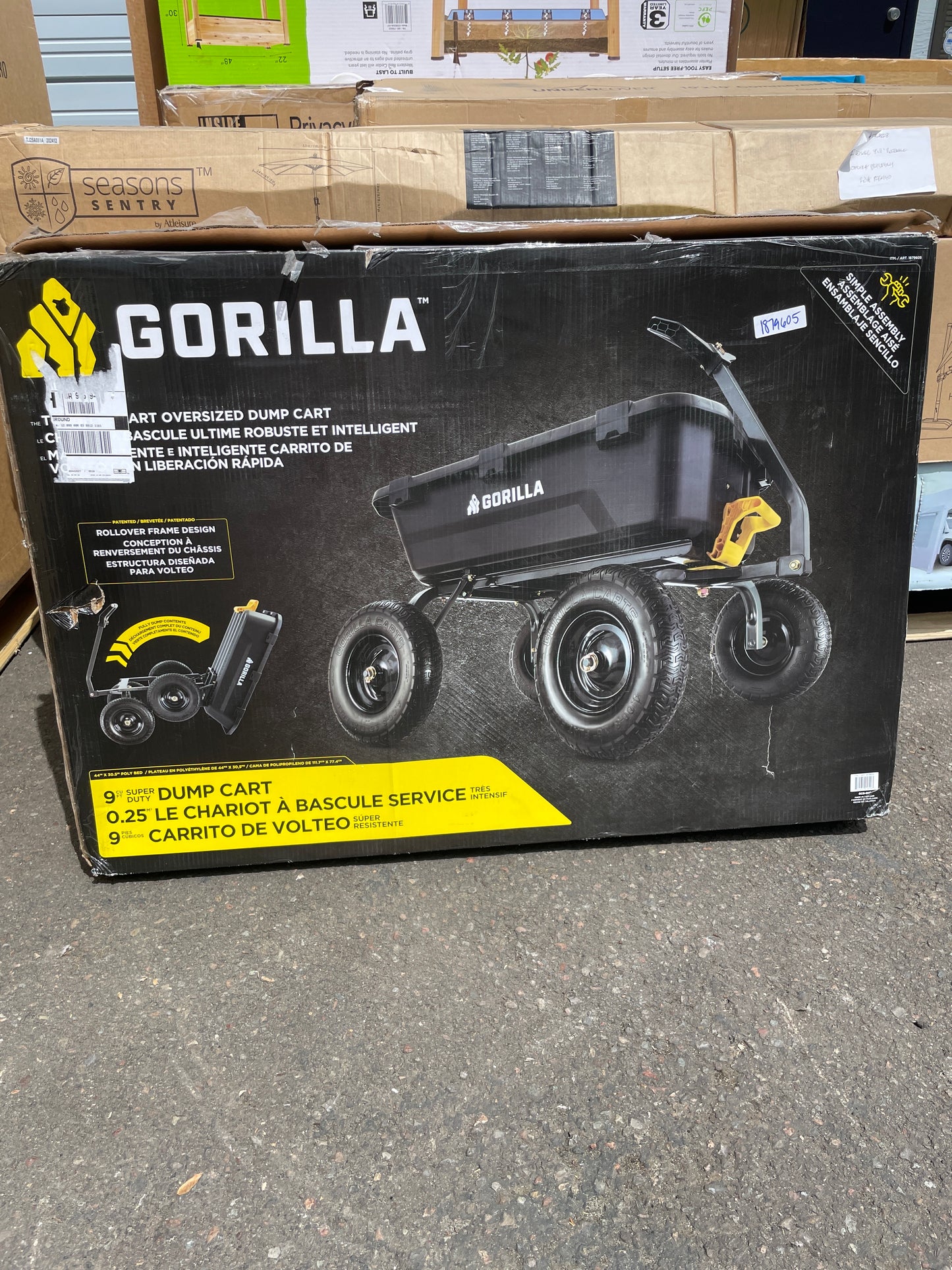 Gorilla 9 cu ft. Heavy Duty Poly Yard Dump Cart with No Flat Tires