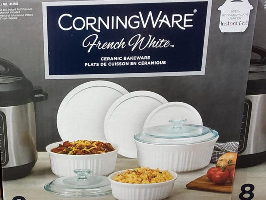 Corningware French White Bowl and Lid 8-piece Set - Retail $26