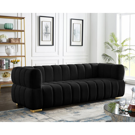 Carlan 91" Velvet Tuxedo Arm Sofa