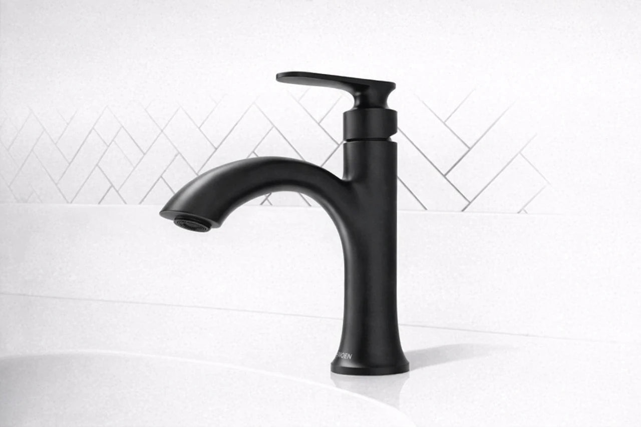 NEW - Moen Ellicott Single Hole Bathroom Faucet In Matte Black