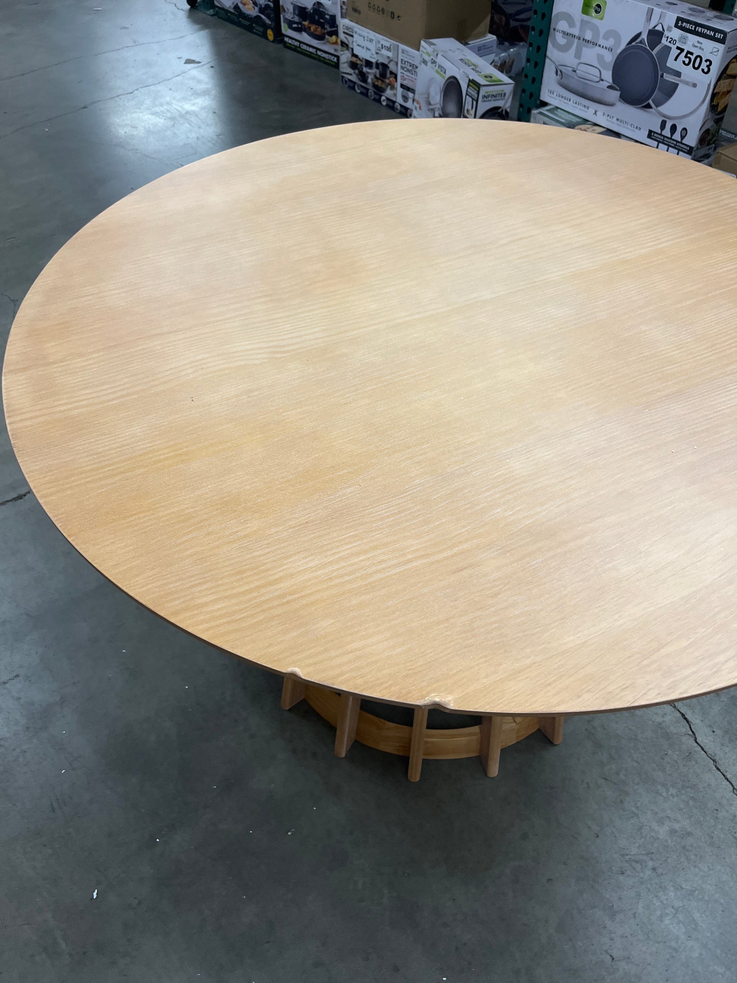 Walker Edison Scandinavian Slatted Wood Pedestal Base Dining Table, 48 Inch - Retail $399