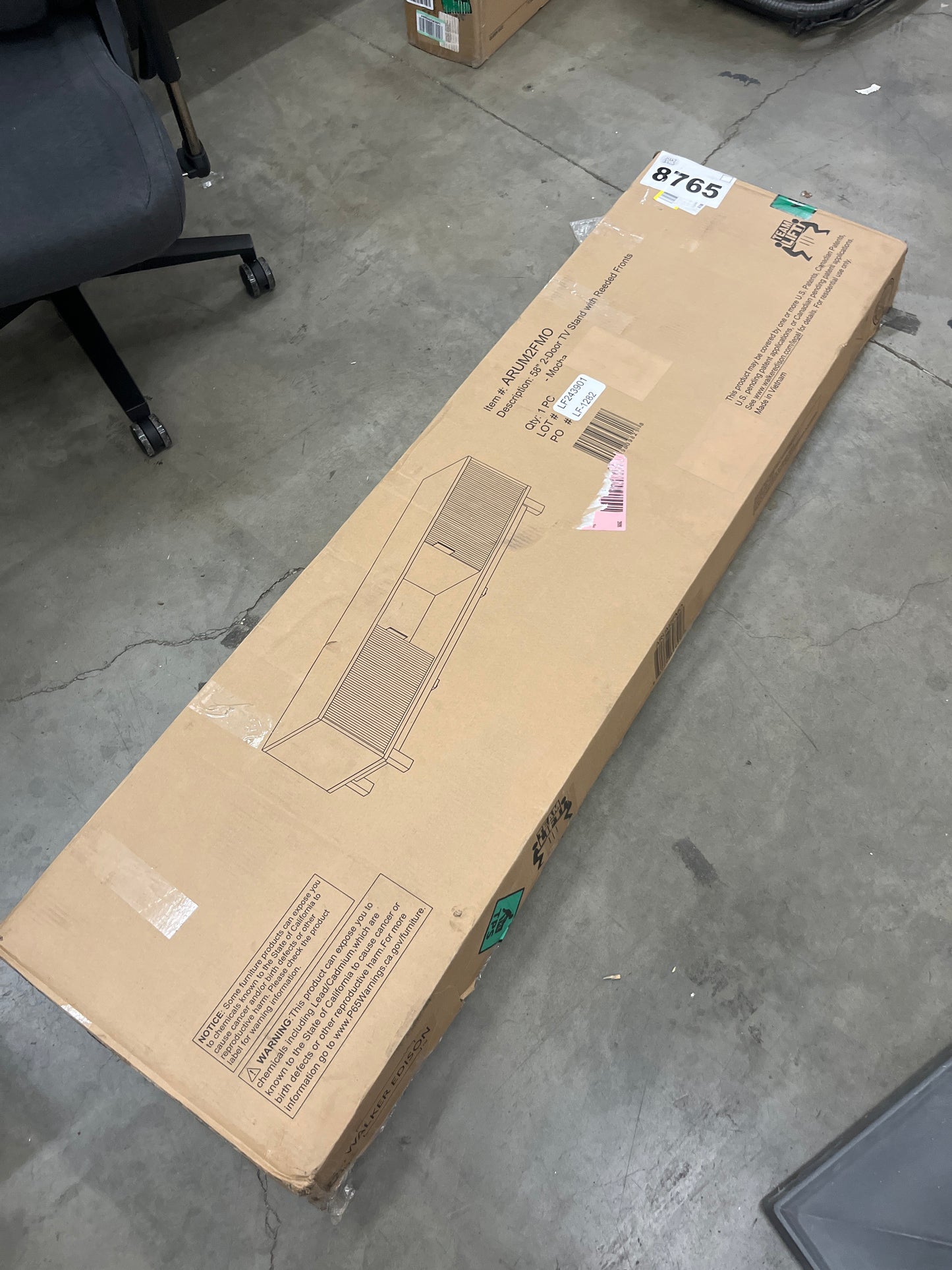 Walker Edison Walton Modern Fluted-Door Low TV Stand for TVs up to 65 Inches, 58 Inch, Mocha